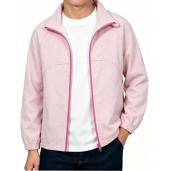 CYRBOKO Boys Lightweight Jackets, Waterproof Fall Warm Lightweight Long Sleeve Windbreaker Outerwear Pink Size 14-15 T