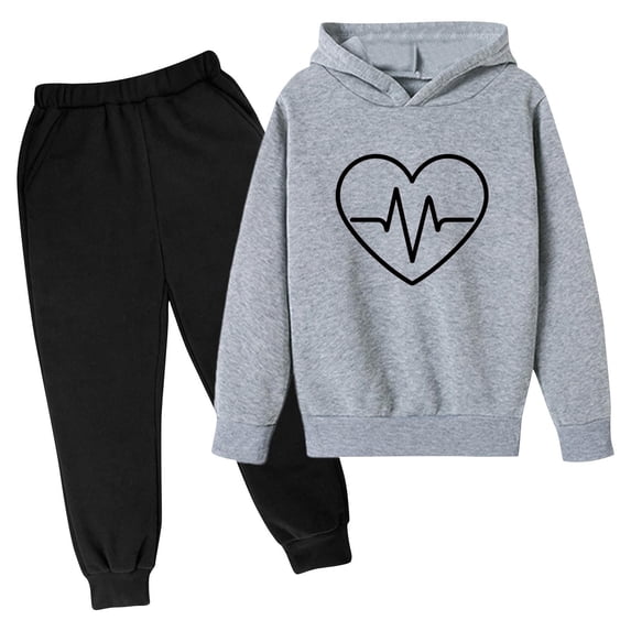 CYRBOKO Boys' Outfit Sets, 2-pieces Long Sleeve Casual Elastic Waist Hoodies with Joggers Gray Size 11-12 T