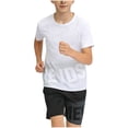 thumbnail image 1 of CYRBOKO Boys Outfit Sets, Elastic Waist 2 Pieces Short Sleeve Breathable Sports Sets White Size 14-16 T, 1 of 4