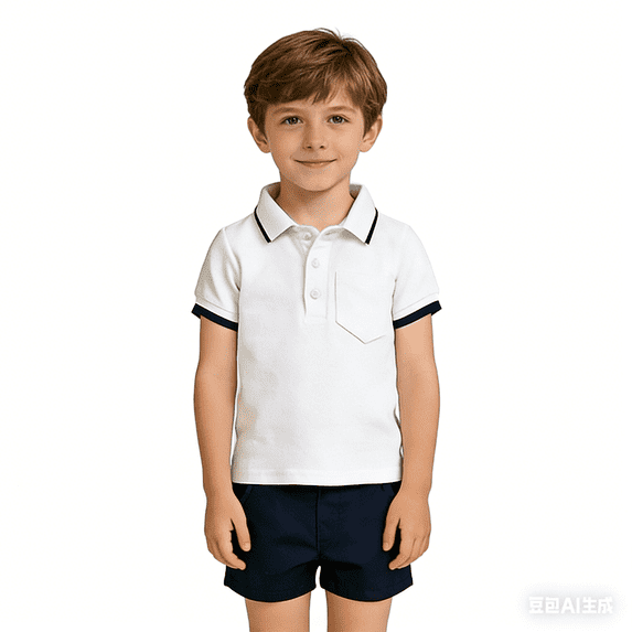 CYRBOKO Boys Outfit Sets, Summer 2 Pieces Casual Short Sleeve Polos and Shorts White Size 7-8 T