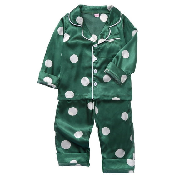 CYRBOKO Boys' Pajama Sets, Elastic Waist 2 Pieces Long Sleeve Casual Sleepwear Sets Green Size 7-8 T