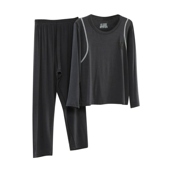 CYRBOKO Boys Pajama Sets, Long Sleeve Cotton Elastic Waist Summer Sleepwear Sets Dark Gray Size 11-12 T