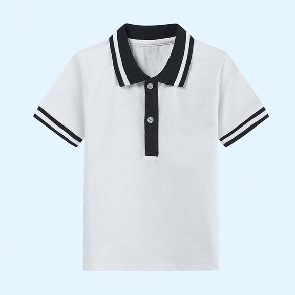 CYRBOKO Boys Polos, Collared Cotton Sports Short Sleeve School Uniform Shirts White Size 9-10 T