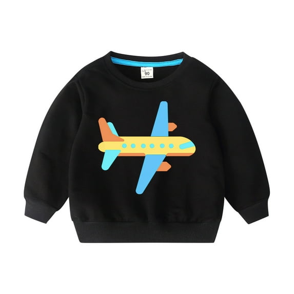 CYRBOKO Boys Pullover Sweatshirts, Holiday Cotton Long Sleeve Crew Neck Grils Clothes Black Size 9-10 T