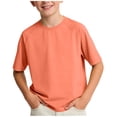 thumbnail image 1 of CYRBOKO Boys Short Sleeve T-Shirts, Running Quick-dry Summer Breathable Athletic Tops Basic Tees Red Size 7-8 T, 1 of 6