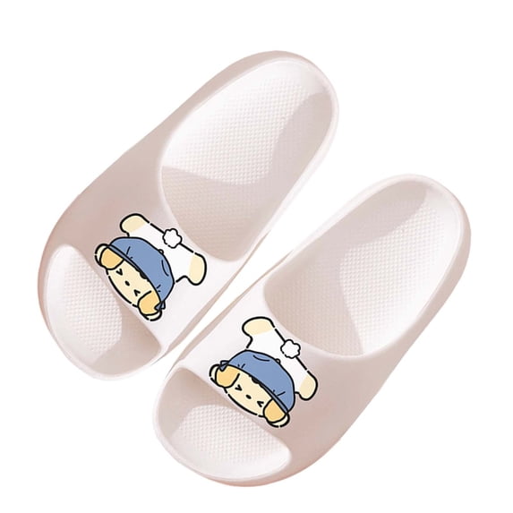 CYRBOKO Boys Slippers, Non-Slip Open Toes Cozy Indoor Holiday Kids Slippers White Size 1-1.5 (Big Kids)