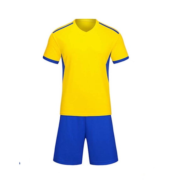CYRBOKO Boys Soccer Jersey Sets, Short Sleeve Football Elastic Waist Summer Athletic Outfit Sets Yellow Size 8-9 T