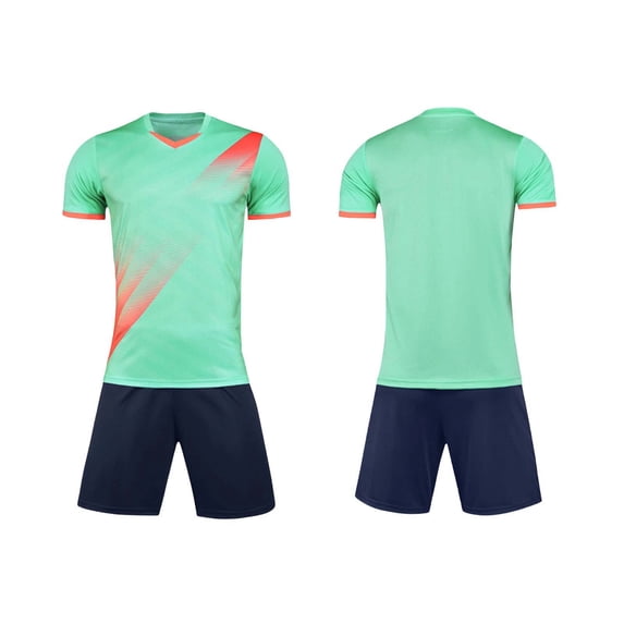 CYRBOKO Boys Soccer Jersey Sets, Short Sleeve Two-piece Crew Neck Elastic Waist Summer Athletic Outfit Sets Green Size 11-12 T