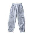 thumbnail image 1 of CYRBOKO Boys Summer Cargo Pants, Quick-dry Soft Casual Loose Athletic Pants Gray Size 10-12 T, 1 of 5