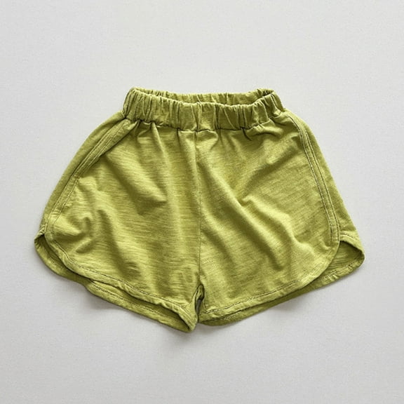 CYRBOKO Boys Summer Shorts, Elastic Waist Cotton Casual Loose Athletic Shorts Green Size 6T