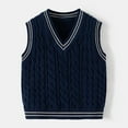 thumbnail image 1 of CYRBOKO Boys Sweater Vests, Cotton V-neck Stretchy Sleeveless School Uniform Vests Navy Size 5-7 T, 1 of 3