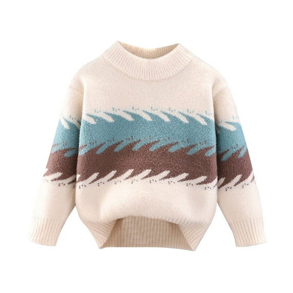 CYRBOKO Boys Sweaters, Casual School Crew Neck Long Sleeve Knit Pullover Blue Size 10-11 T