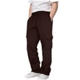 thumbnail image 1 of CYRBOKO Boys Sweatpants, Casual Athletic Drawstring Loose Cargo Pants with Pockets Brown Size 5-6 T, 1 of 7