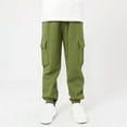 thumbnail image 1 of CYRBOKO Boys Sweatpants, Cotton Elastic Waist Loose Casual Athletic Pants Army Green Size 11-12 T, 1 of 7