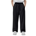 thumbnail image 1 of CYRBOKO Boys Sweatpants, Drawstring Fall Elastic Waist Cotton Athletic Pants Black Size 9-10 T, 1 of 5
