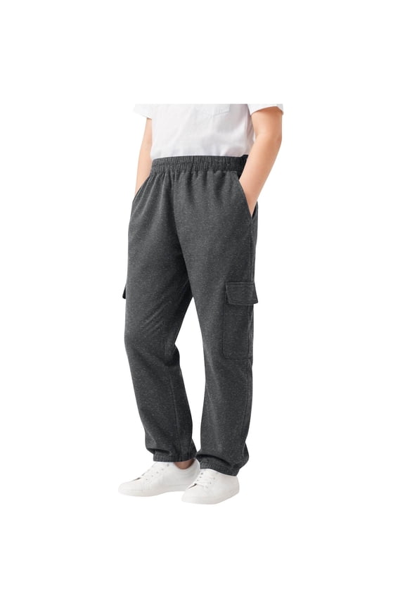 Boys Sweatpants with Pockets, Thermal Drawstring Elastic Waist Fall Casual Winter Joggers Dark Gray Size 10-12 T