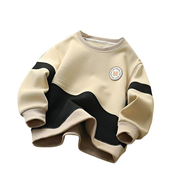 CYRBOKO Boys Sweatshirts, Holiday Cotton Crew Neck Long Sleeve Sportwear Clothing Khaki Size 13-14 T