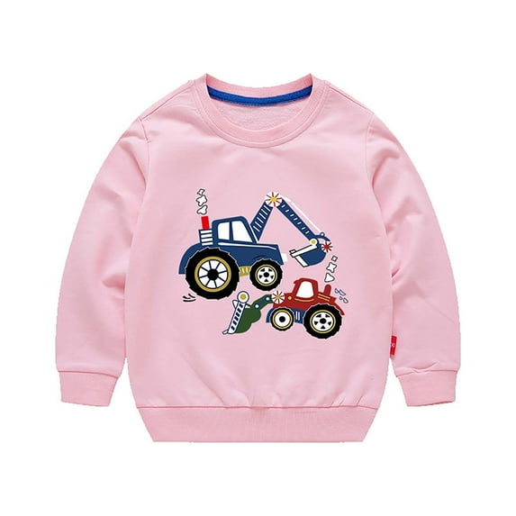 CYRBOKO Boys Sweatshirts, Long Sleeve Cotton Casual Crew Neck Grils Clothes Pink Size 5-6 T
