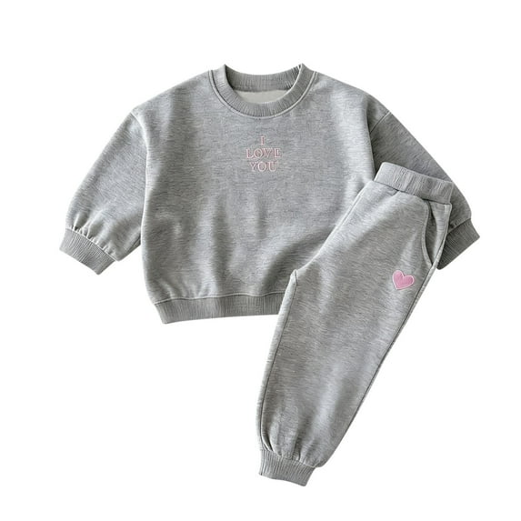 CYRBOKO Boys Sweatsuits Outfits, Elastic Waist Long Sleeve Cotton Spring Two-piece Sets Gray Size 7-8 T