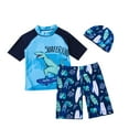 thumbnail image 1 of CYRBOKO Boys Swim Set, Short Sleeve Quick-drying Summer Casual Bathing Suits Navy Size 10-11 T, 1 of 7