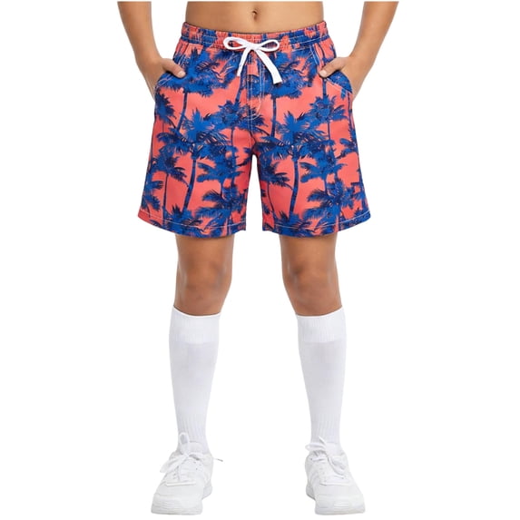 CYRBOKO Boys Swim Trunks, Drawstring Seaside Quick-dry Elastic Waist Summer Beach Shorts Purple Size 12-13 T