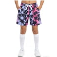 thumbnail image 1 of CYRBOKO Boys Swim Trunks, Elastic Waist Surfing Quick-dry Summer Drawstring Beach Shorts Purple Size 8-9 T, 1 of 8
