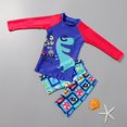 thumbnail image 1 of CYRBOKO Boys Swimsuit Set, Stretch 2-piece Summer Long Sleeve Bathing Suits Blue Size 5-6 T, 1 of 9