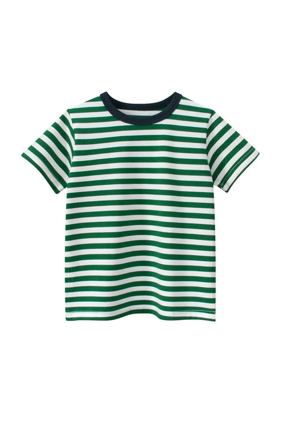 Boys T-shirts, Cotton Striped Casual Summer Short Sleeve Tops White Size 7-8 T