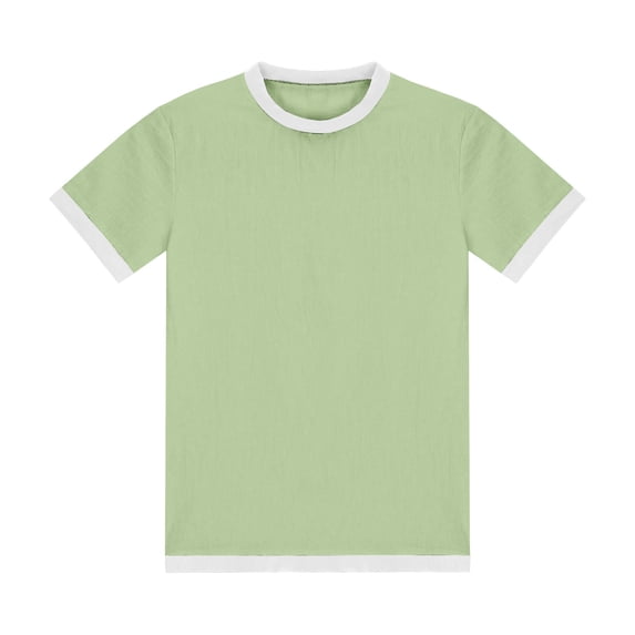 CYRBOKO Boys T-shirts, Pullover Casual Short Sleeve Cotton Summer Tops Green Size 7-8 T