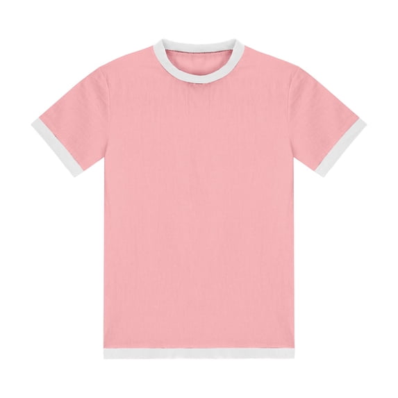 CYRBOKO Boys T-shirts, Short Sleeve Pullover Cotton Casual Summer Tops Pink Size 7-8 T