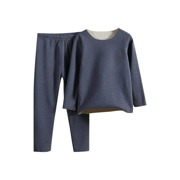 CYRBOKO Boys Thermal Sets, Elastic Waist Lightweight Long Sleeve Cotton Loungewear Sets Dark Gray Size 10-12 T