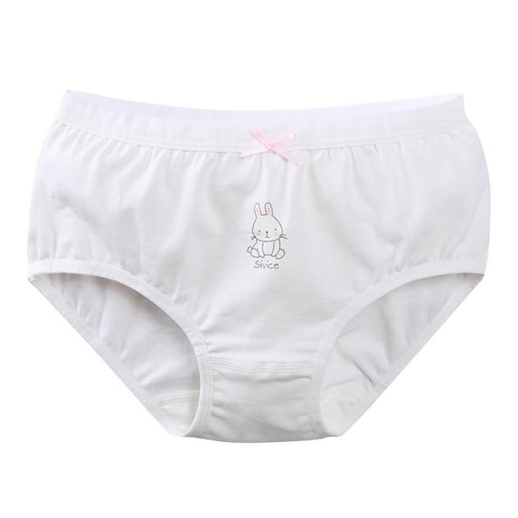 CYRBOKO Briefs for Girls, Elastic Waist Stretchy Lightweight Cotton Girls Underwear White Size 5-6 T