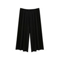 thumbnail image 1 of CYRBOKO Capri Pants for Women, Elastic Waist Casual Soft Drawstring Wide-leg Pants Black Size L, 1 of 9