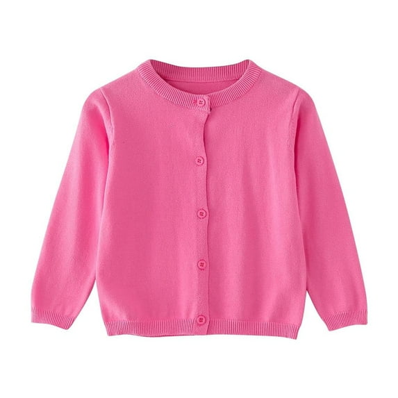 CYRBOKO Cardigan Sweaters for Baby Boys, Casual Long Sleeve Knit Loose Fall Clothing Hot Pink Size 9-12 Months