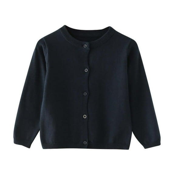 CYRBOKO Cardigan Sweaters for Baby Boys, Long Sleeve Casual Knit Loose Fall Clothing Navy Size 6-9 Months