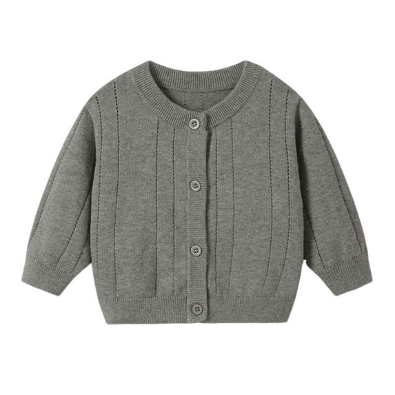 CYRBOKO Cardigans for Toddler Boys, Crew Neck Cotton Fall Long Sleeve Kids Clothig Gray Size 3 T