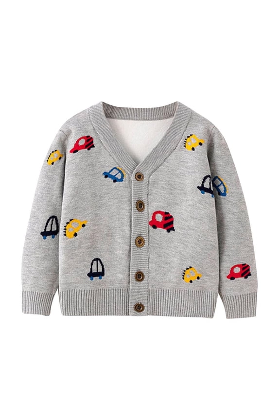 Cardigans for Toddler Boys, Long Sleeve Cotton Knit Winter Fall Clothing Gray Size 4-5 T