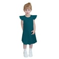 thumbnail image 1 of CYRBOKO Casual Dresses for Toddler Girls, A-Line Flutter Sleeve Princess Summer Midi Dresses Blue Size 4-5 T, 1 of 5