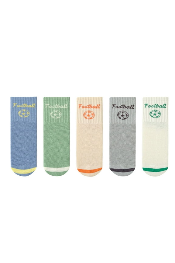 Crew Socks for Toddler Boys, Casual 5 Pack Breathable Cotton Sport Socks Green Size 12-14 T