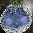 thumbnail image 1 of CYRBOKO Denim Shorts for Girls, Casual 2025 Streth Elastic Waist Jean Shorts Blue Size 6 T, 1 of 4