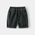 thumbnail image 1 of CYRBOKO Denim Shorts for Toddler Boys, Solid Color Summer Elastic Waist Casual Jean Shorts Black Size 4 T, 1 of 3