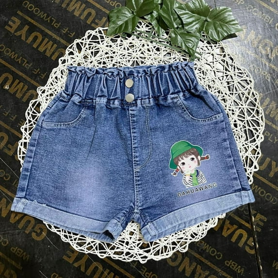 CYRBOKO Denim Shorts for Toddler Girls, Casual Streth Elastic Waist 2025 Jean Shorts Blue Size 5 T
