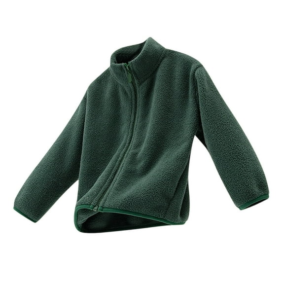 CYRBOKO Fleece Jackets for Boys, Fall Zip Winter Long Sleeve Thermal Athletic Outerwear Green Size 1-12 T