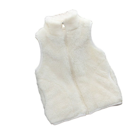CYRBOKO Fleece Vests for Girls, Winter Full Zip Thermal Sleeveless Fall&Winter Tops White Size 7-8 T