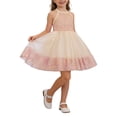 thumbnail image 1 of CYRBOKO Flower Girl Dresses, Princess Wedding A-line Sleeveless Mesh Dresses Beige Size 4-5 T, 1 of 7