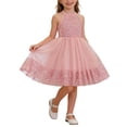 thumbnail image 1 of CYRBOKO Flower Girl Dresses, Wedding A-line Princess Sleeveless Mesh Dresses Pink Size 3-4 T, 1 of 7
