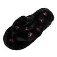 thumbnail image 1 of CYRBOKO Fuzzy Slippers for Women, Casual Warm Open Toe Comfy Womens Slide Slippers Black Size 6.5-7, 1 of 8