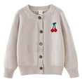 thumbnail image 1 of CYRBOKO Girl's Cardigan Sweaters, Long Sleeve Knit Loose Cotton Fall Clothing Khaki Size 5-6 T, 1 of 3