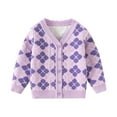 thumbnail image 1 of CYRBOKO Girl's Cardigans, Long Sleeve Knit Cotton Printed Winter Clothing Purple Size 7-8 T, 1 of 3