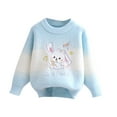 thumbnail image 1 of CYRBOKO Girl's Knit Sweaters, Crew Neck Holiday Casual Long Sleeve Kint Clothes Light Blue Size 8-9 T, 1 of 6